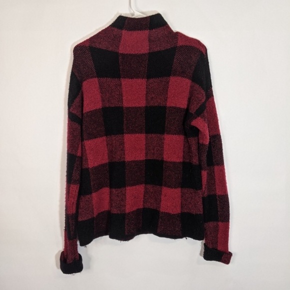 TAHARI Buffalo Plaid Wool Blend Mock Turtleneck Sweater - Picture 4 of 5